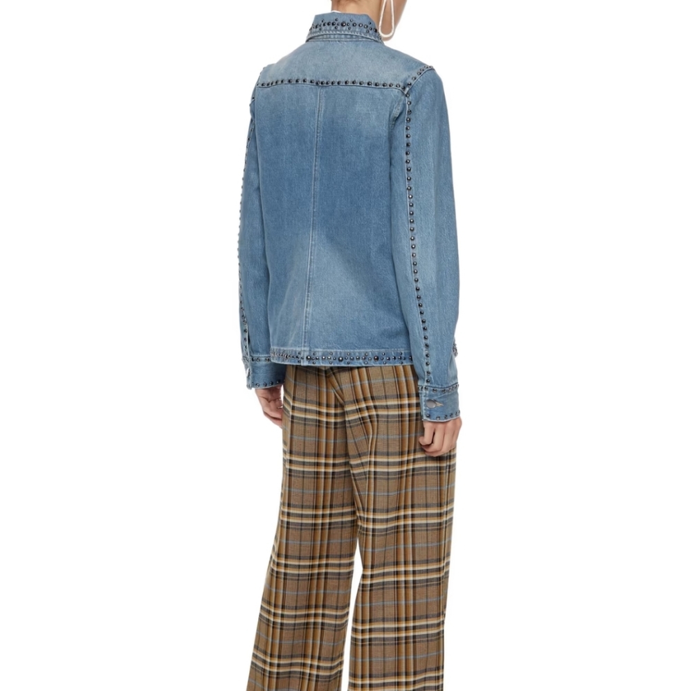 Nwt Frame Denim Le Studded Motif Denim Jacket - Picture 2 of 16